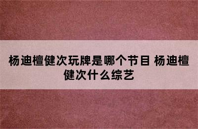 杨迪檀健次玩牌是哪个节目 杨迪檀健次什么综艺